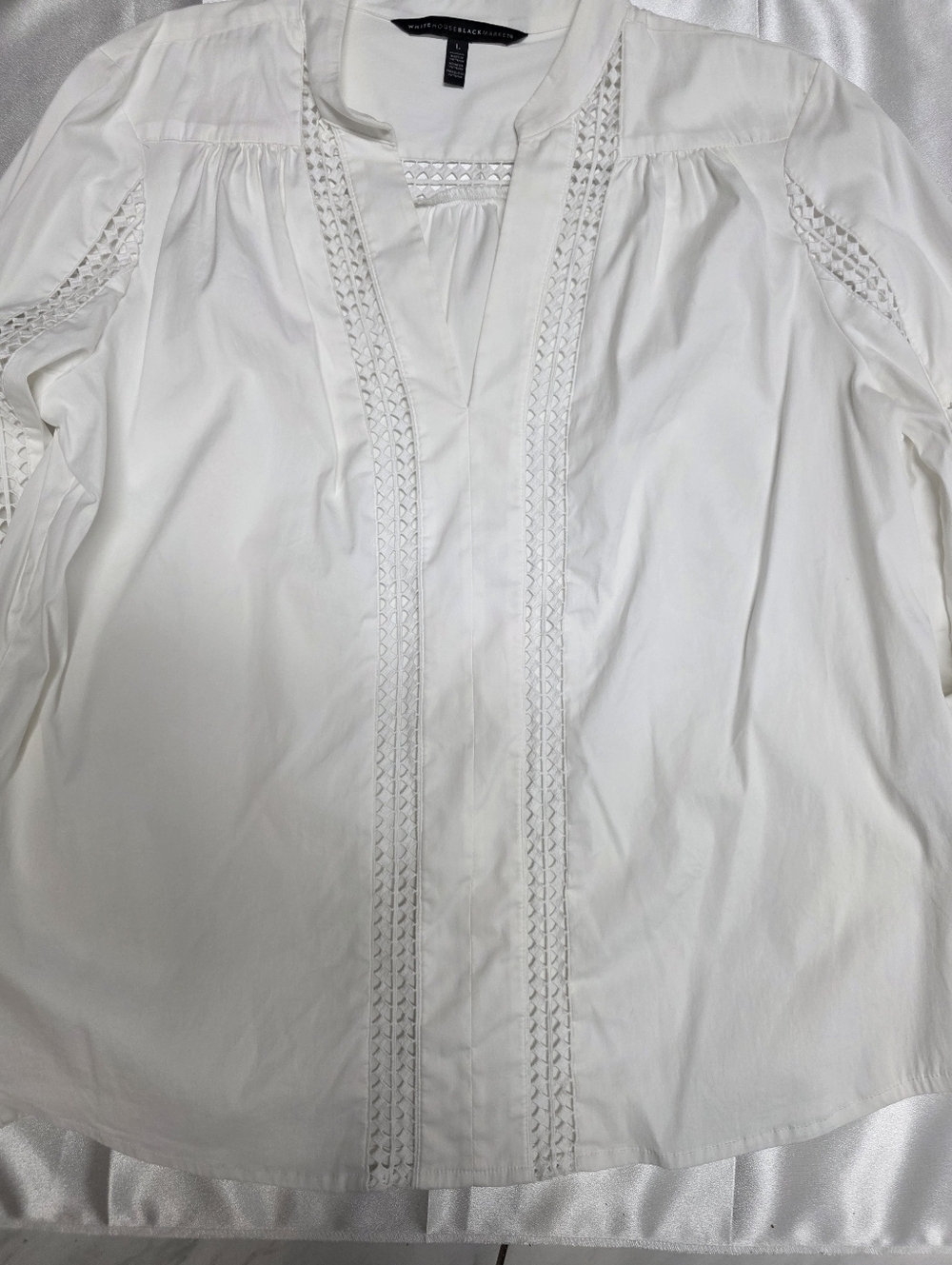 White House Black Market & Spruce Ivory Crochet-Trim Peasant Blouse